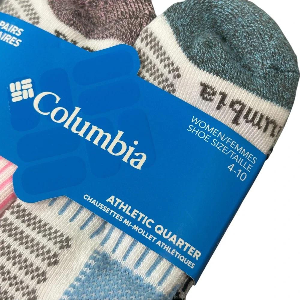 Columbia Women Athletic Quarter Multi-Color 6-Pack Performance Socks Size 4-10